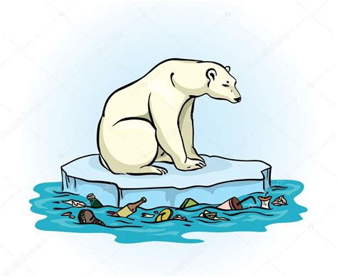 Oso Polar Y Mar Contaminado Vector De Stock Por Natuska