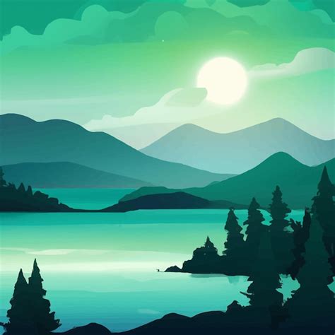 Free Vector Nature Scene With River And Hills Forest And Mountain