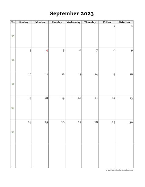 September 2023 Free Calendar Tempplate Free Calendar