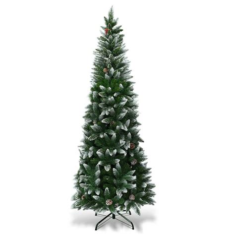 75ft Snow Flocked Unlit Artificial Pencil Christmas Tree Hinged W