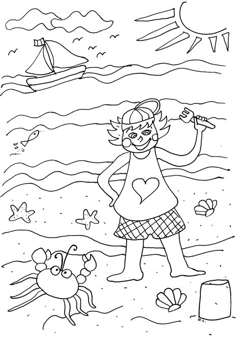 Image de vacances à la mer à imprimer et colorier  Coloriage sur les