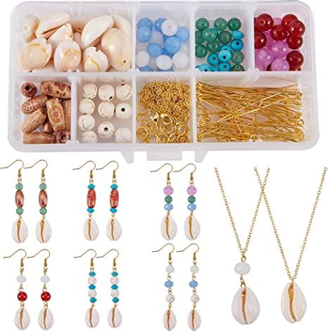 Amazon Com Sunnyclue Box Diy Set Cowrie Sea Shells Jewelry Making