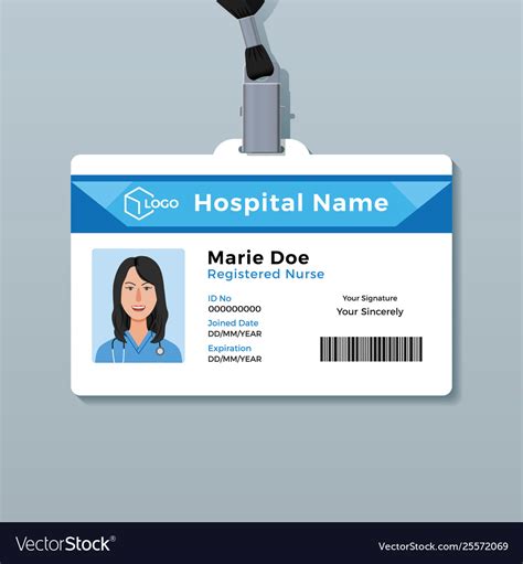 Nurse Id Card Medical Identity Badge Template Vector Image