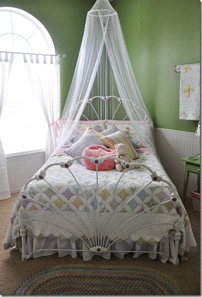 Beautiful Girls Room Cool Curtains Over Bed Antique Quilt Sheer