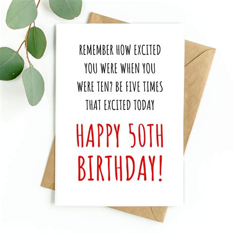 Funny 50th Birthday Card 50th Birthday Card For Mum Dad Birthday Card For Men Women Card For