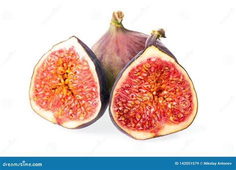 Pieces Of Fresh Fig Fruit Isolated On White Background Stock Image Image Of Healthy Figs