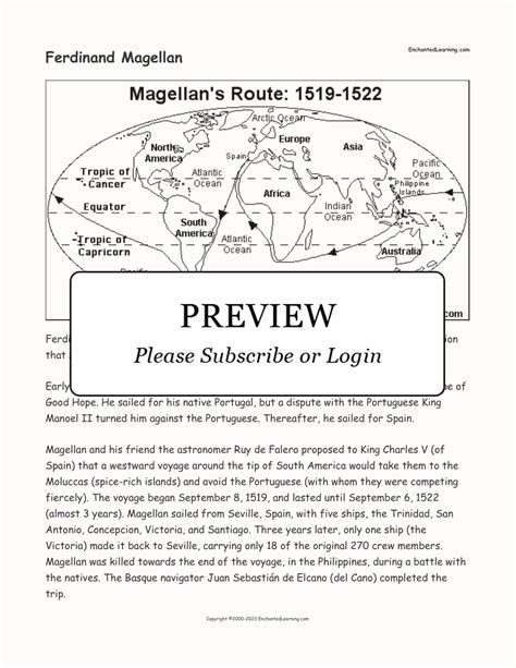 Magellan Mapinformation Printout Enchanted Learning