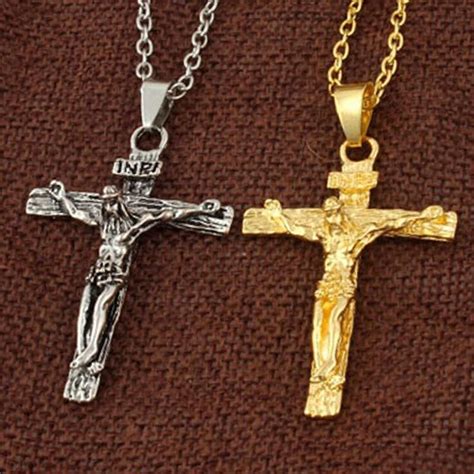 Usa Fashion Cross Necklace Jewelry Christ Jesus Crucifix Pendant Silver