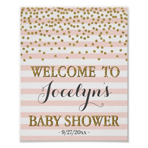 Blush Pink Gold Girl Baby Shower Welkomstteken Poster Zazzle Nl