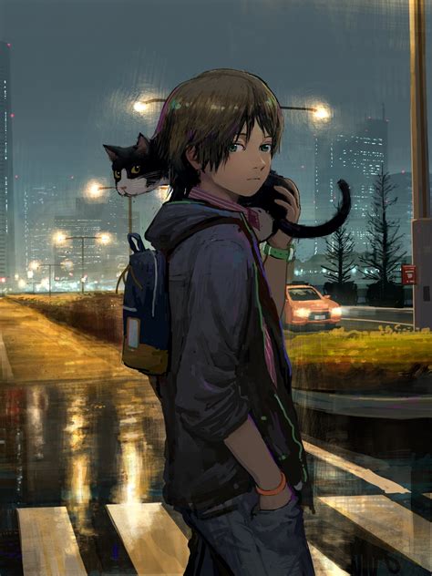 Sad Anime Boy Standing In The Rain Anime Boy Rain