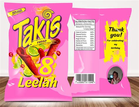 Pink Takis Birthday Chip Template Etsy Canada