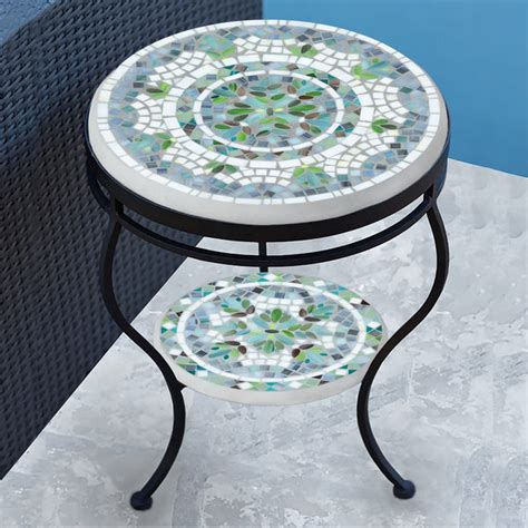 Miraval Mosaic Side Table Tiered Knf Designs Iron Accents