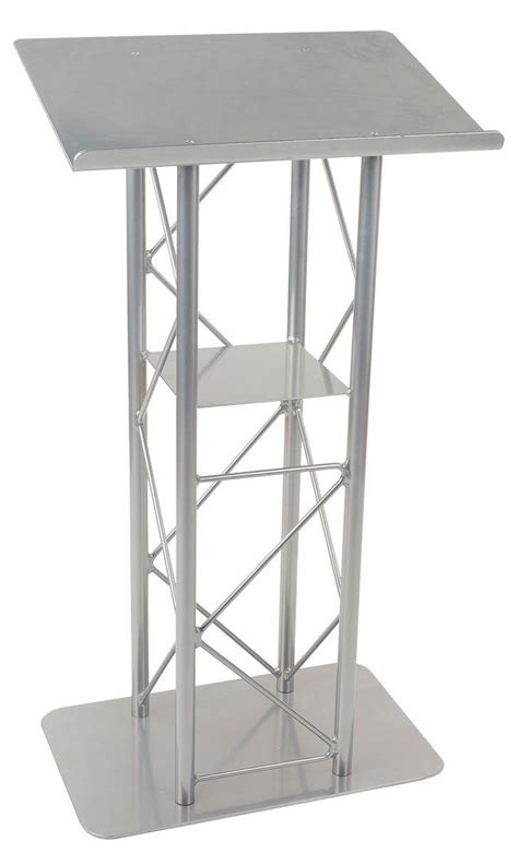 Metal Truss Lectern Podium 4 Post Straight Silver Podiums Direct