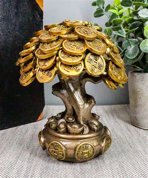 Feng Shui Golden Money Coin Tree Of Wealth And Abundance Decor Talisman