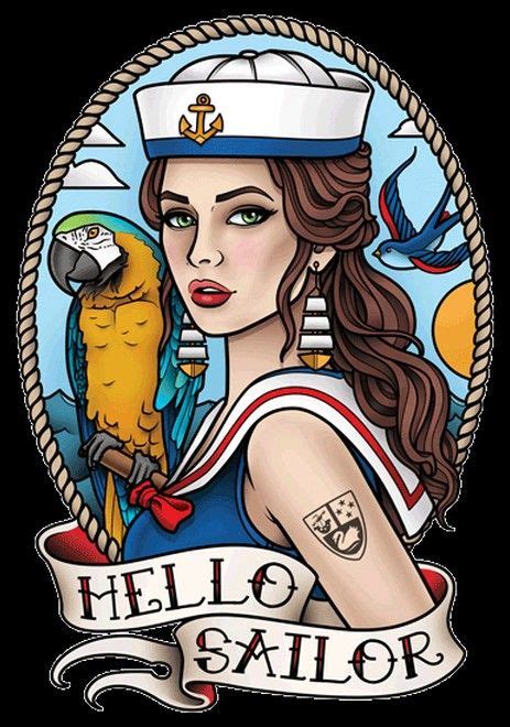 hello sailor ♡ sailor illustration sailor tattoos pin up drawings