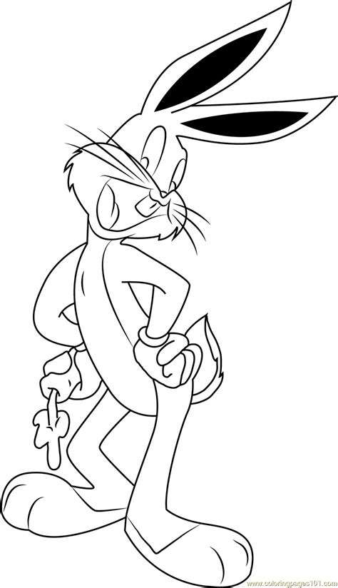 Bugs Bunny With Carrot Coloring Page For Kids Free Bugs Bunny