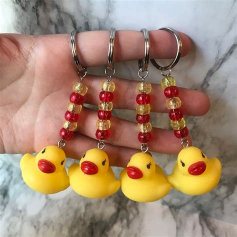 Mini Rubber Duck Keychains Set Of 4 Keychains 4 Color Etsy