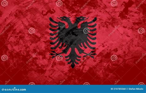 Grunge Albania Flag Albania Flag With Waving Grunge Texture Stock