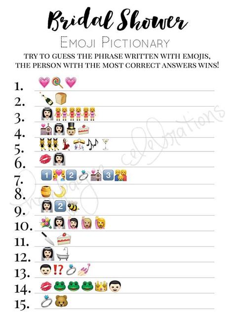 Today i have made this free printable bridal shower emoji pictionary game with answer key. Bridal Shower Emoji Pictionary Instant Download Bridal ...