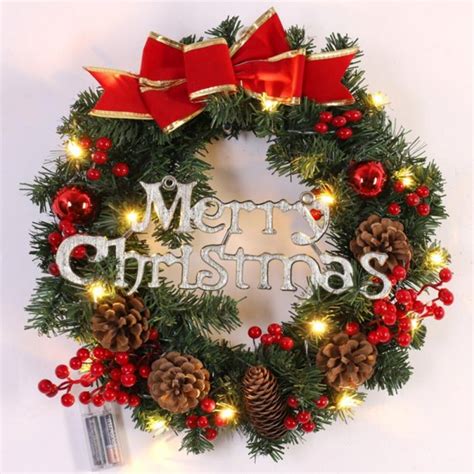 Topwoner Christmas Wreath Outdoor Lighted Christmas Wreath For Front