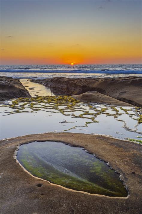 Sunset Over Tide Pool In La Jolla California Stock Photo Image Of