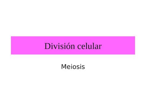 Ppt División Celular Meiosis Dotación Cromosómica De Las Células