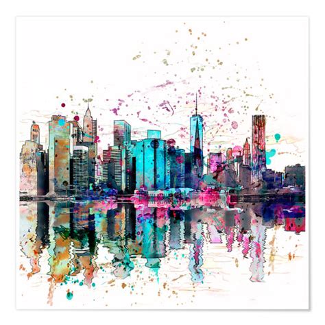 Manhattan Skyline Print By Andrea Haase Posterlounge