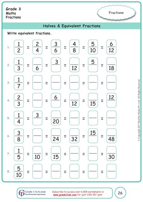 Add and subtract fractions with unlike denominators (including mixed numbers) by replacing given fractions with equivalent fractions in such a way as to produce an equivalent sum or difference of fractions with. Equivalent Fractions Worksheet Grade 3 Math in 2020 | Free ...