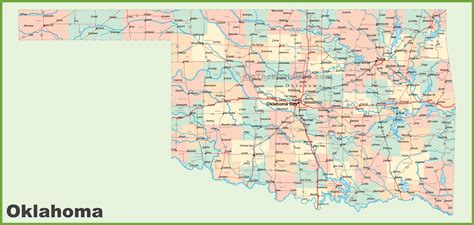 Counties In Oklahoma Map With Cities Cities And Towns Map