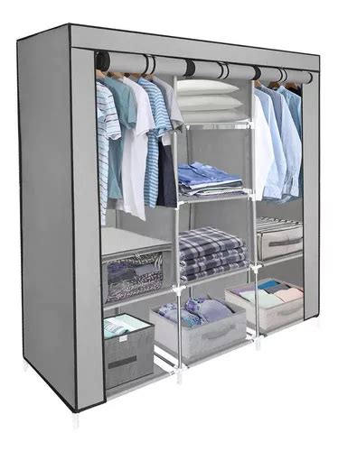 Closet Ropero Armable 3 Puertas Organizador Portatil Color Color Gris