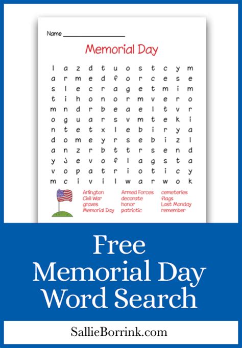 Free Memorial Day Word Search A Quiet Simple Life With