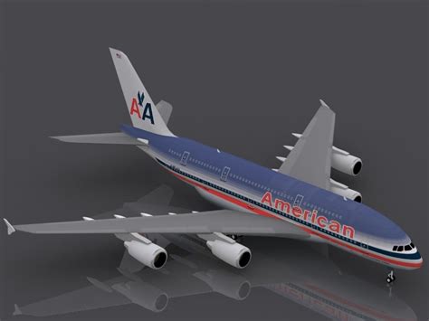 3d Airbus A380 800 American Airlines