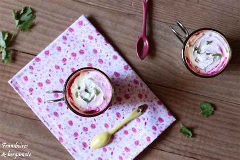 Framboises bergamote Verrines de betteraves au mascarpone