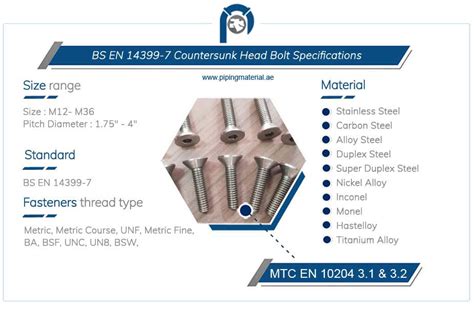 Bs En 14399 7 Countersunk Head Bolt Dimensions Sizes And Prices