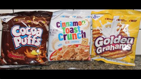 Cocoa Puffs Cinnamon Toast Crunch And Golden Grahams Cereal Review Youtube