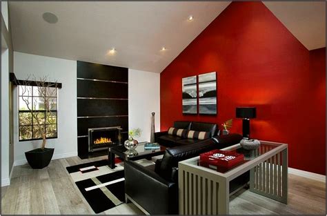 Red And Grey Walls Living Room Living Room Home Decorating Ideas