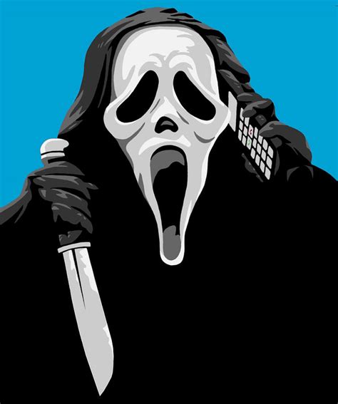 Ghostface Blue Background Painting By Ian King Pixels
