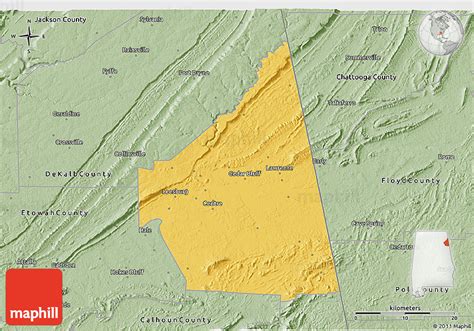 Savanna Style 3d Map Of Cherokee County