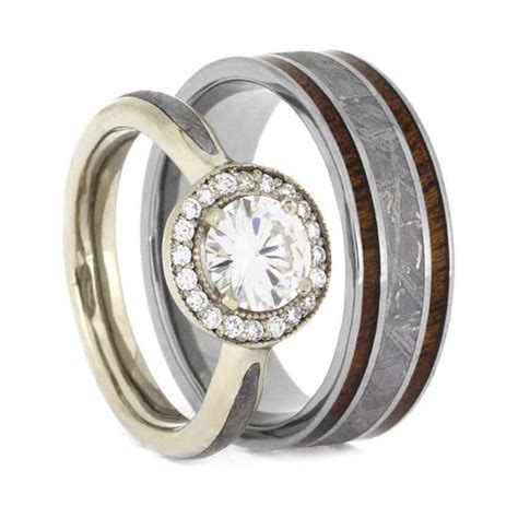 Gibeon Meteorite Wedding Ring Set Jewelry By Johan Wedding Ring