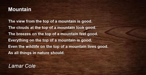 Mountain Poem By Lamar Cole Poem Hunter