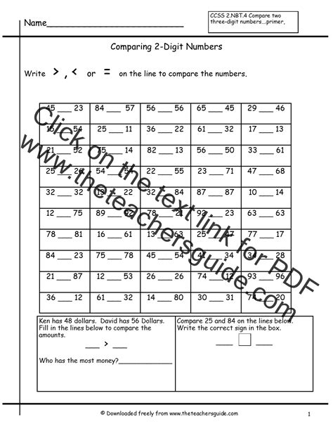 Comparing Numbers Super Teacher Worksheets