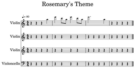 Rosemarys Theme Sheet Music For Violin Cello