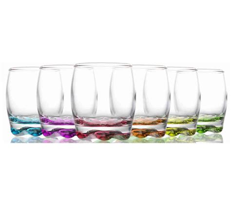 6pc Tumbler Highball Lowball Curved Glass Set Drinking Glasses Multi Coloured Ebay