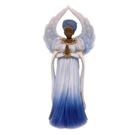 Black Art Serenity Angel Blue Polyresin African American