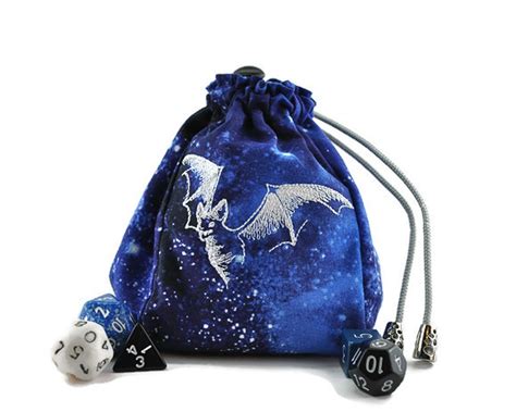 Dnd Dice Bag With Glow In Dark Bat Embroidery Etsy Bags Dice Bag
