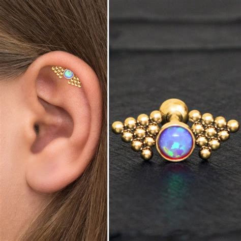 Opal Helix Curved Barbell Earring Helix Piercing Surgical Etsy