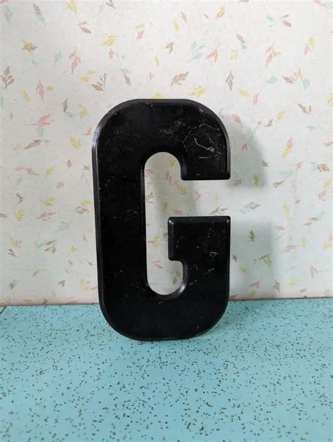 Vintage Metal 75and Tall Marquee Letter G Flaking Black Paint 2199