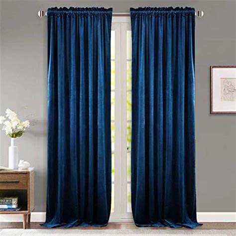Buy Stangh Blue Velvet Curtains Living Room 96 Inches Long Curtains