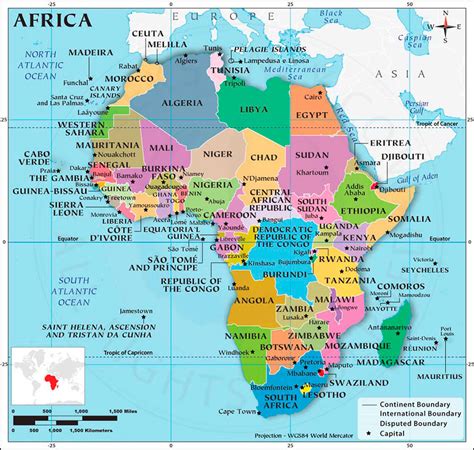 Mapa De África Político Y Físico Mudo Y Con Nombres Países