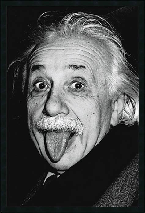 38h X 26w Albert Einstein Funny Face Framed Print アインシュタイン 肖像 有名な写真